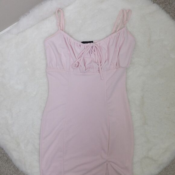 Streetwear Society Pink Tie-Front Mini Dress Size Small - Picture 6 of 7
